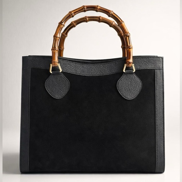 Gucci Handbags - GUCCI Diana tote, black suede, chèvre trim, bamboo, *redone interior lining*EUC